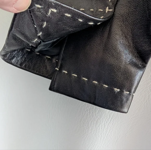 INC Black Leather Lined Jacket with Stitch Detailing - M - Picture 10 of 14